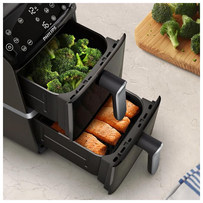 Doppel Heißluftfritteuse 10 l 2750 W  Series 4000 NA461/00 (Schwarz, Silber) 