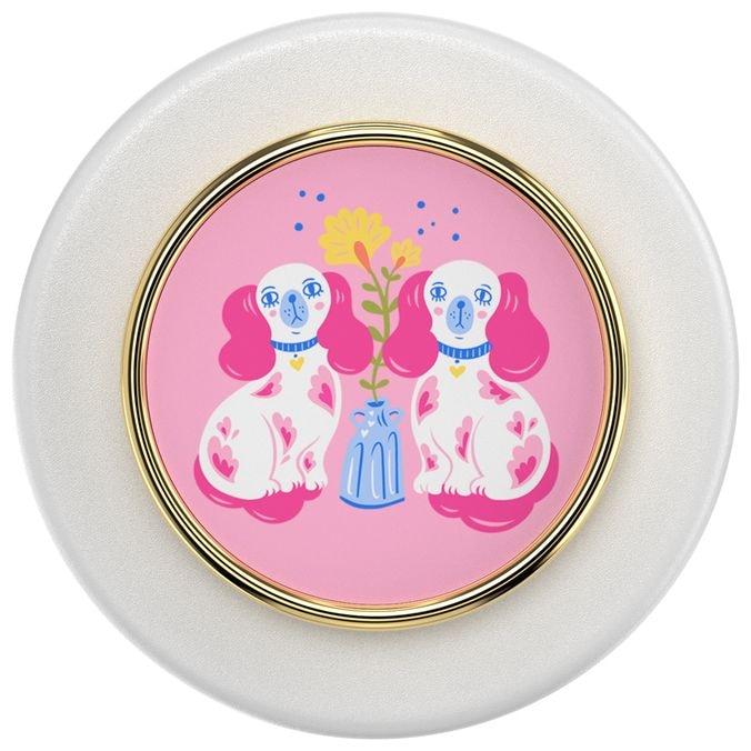 Fingerring  PopGrip Enamel Staffordshire Furries (Mehrfarbig, Pink) 