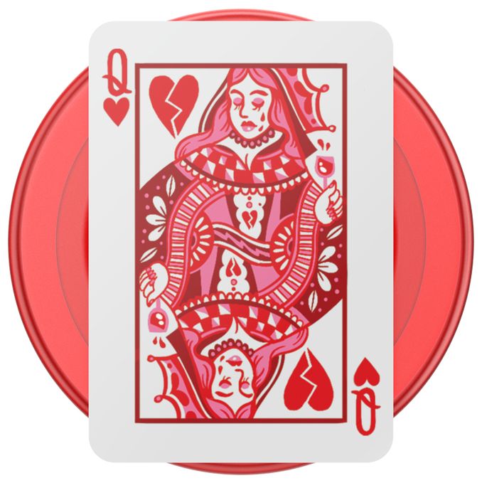 Fingerring  PopGrip Heartbreaker Queen (Rot, Weiß) 