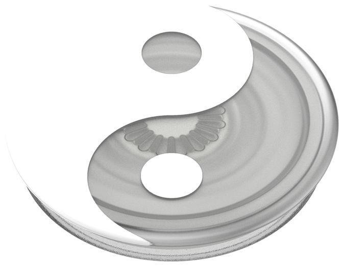 Fingerring für Jede Marke  PopGrip PlantCore Yin and Yang (Grau, Weiß) 