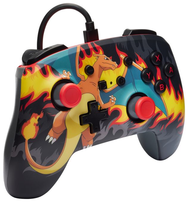 Analog / Digital Gamepad für Nintendo Switch, Nintendo Switch OLED  Enhanced Wired Controller Pokémon: Glurak Feuersturm (Mehrfarbig) 