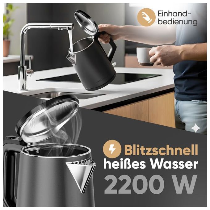 1,5 l Wasserkocher 2200 W  PC-WK1290 (Anthrazit) 