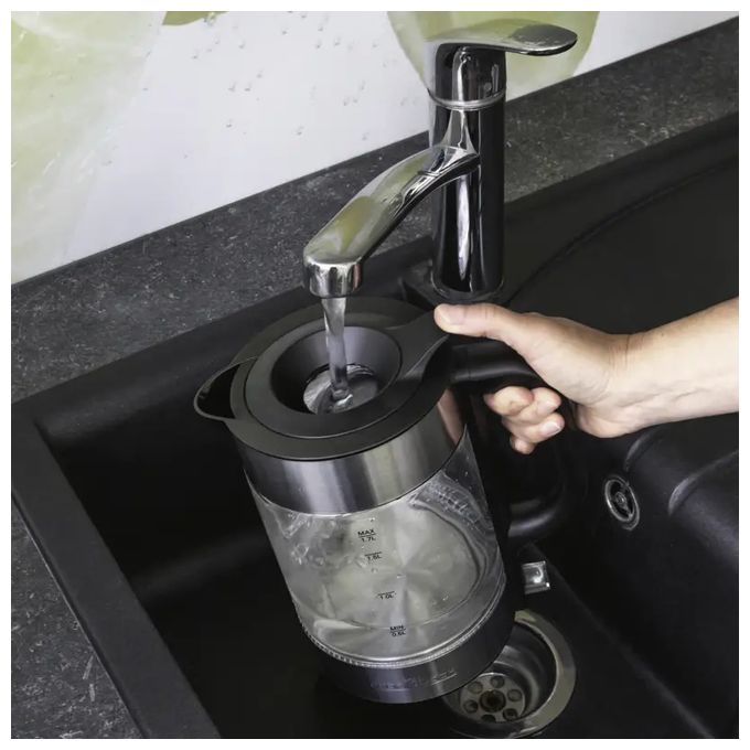 1,7 l Wasserkocher 2200 W (Silber, Schwarz, Transparent) PC-WKS1322G 