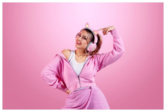 Over Ear Kopfhörer Kabelgebunden USB Typ-A  Kraken Kitty V2 Pro (Pink) 