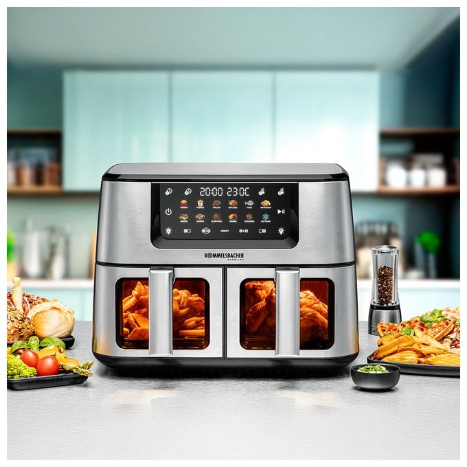Doppel Heißluftfritteuse 5,5 l 2700 W  FRH2650 (Schwarz, Edelstahl) 