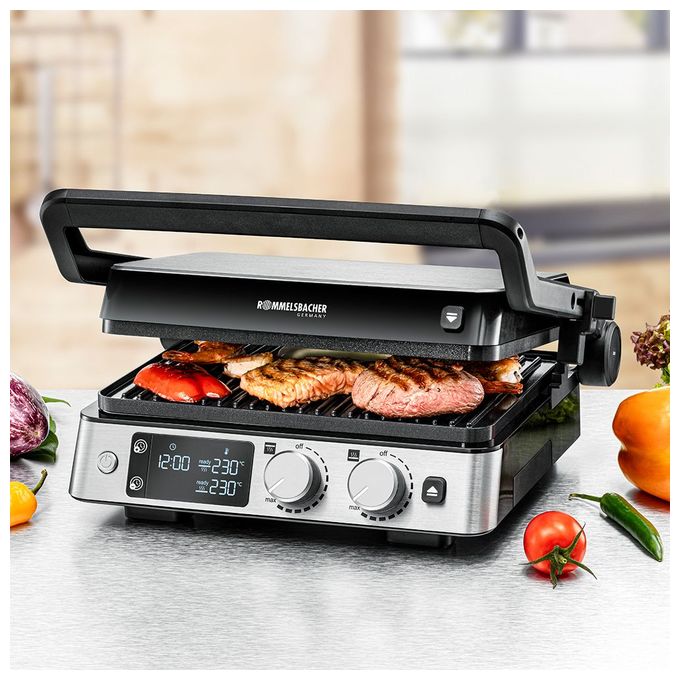 2 Zone(n) 2200 W  KG2025 Kontaktgrill (Schwarz, Edelstahl) 