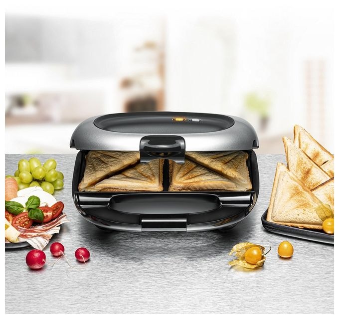 Sandwichmaker 1000 W für 4 Sandwiches  ST1000 (Schwarz, Silber) 