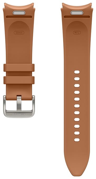 Armband M/L 24,2 mm Samsung Galaxy Watch4, Galaxy Watch4 Classic, Galaxy Watch5, Galaxy Watch5 Pro, Galaxy Watch6, Galaxy Watch6 Classic  Hybrid Eco-Leather Band (Braun) 
