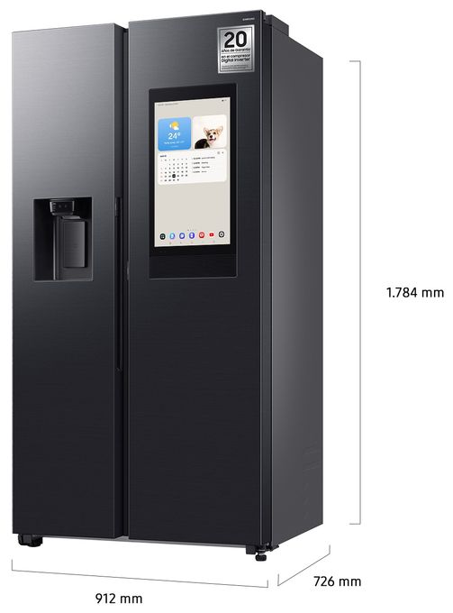 Side-by-Side Kühl-/ Gefrierkombination 389 l / 225 l 352 kWh NoFrost 1780 mm x 912 mm  RS90F66BEFEF (Schwarz) 
