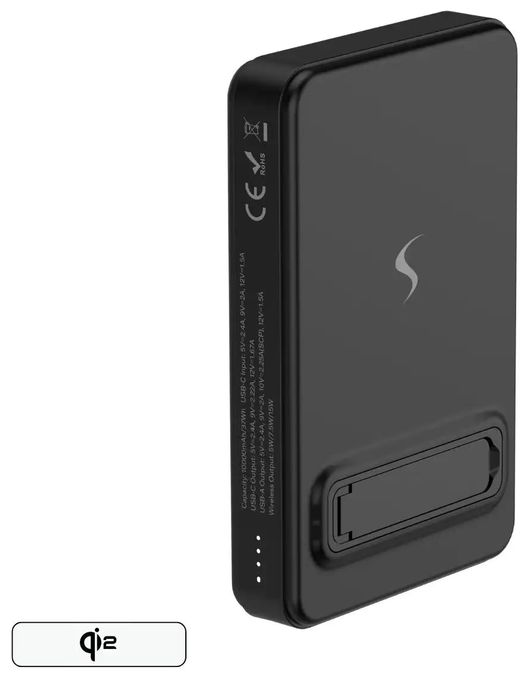 10000 mAh Powerbank USB Typ-C Kabelloses Laden  MagPower Max (Schwarz) 