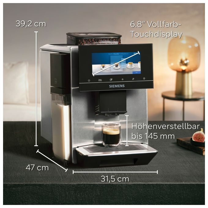 Kaffeevollautomat 19 bar 2,3 l 410 g  EQ900 TQ903DZ3 plus (Schwarz, Edelstahl) 