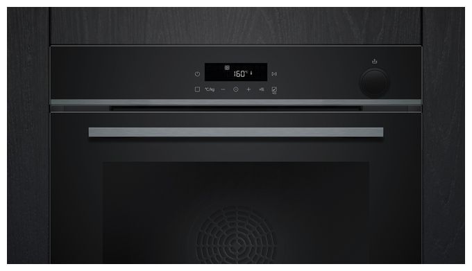 Einbaubackofen groß Dampfgaren AutoClean (Edelstahl, Schwarz) iQ300 HR472G0B3 