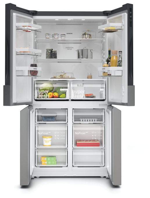 Side-by-Side Kühl-/ Gefrierkombination French Door 405 l / 200 l 333 kWh NoFrost 1830 mm x 910 mm  iQ300 KF96NVPEA (Silber) 