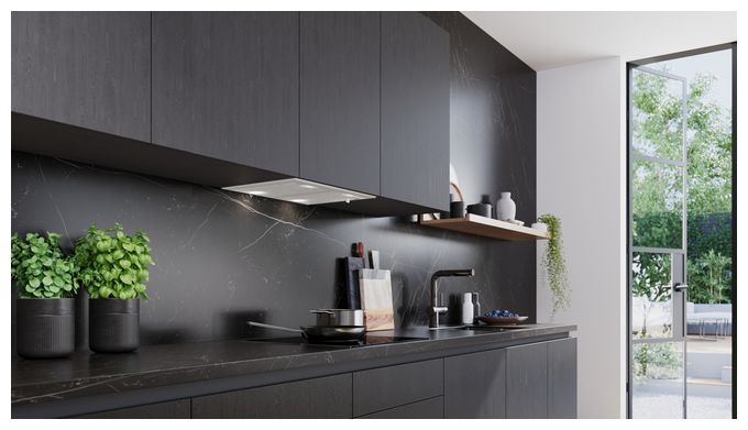 Abluft/Umluft Dunstabzugshaube/Esse Einbau 53 cm (Metallisch, Silber) iQ300 LB55566 Lüfterbaustein 