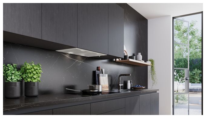 Abluft/Umluft Dunstabzugshaube/Esse Einbau 73 cm (Metallisch, Silber) iQ300 LB75566 Lüfterbaustein 