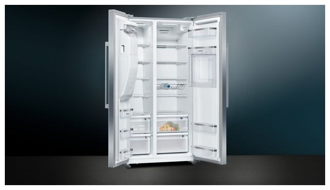 Side-by-Side Kühl-/ Gefrierkombination 369 l / 191 l 258 kWh NoFrost 1787 mm x 908 mm  iQ500 KA93GAIDP (Grau) 