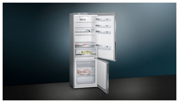 302 l / 117 l Kühl-Gefrierkombi freistehend 163 kWh Jahr  iQ500 KG49EAICA (Edelstahl) 