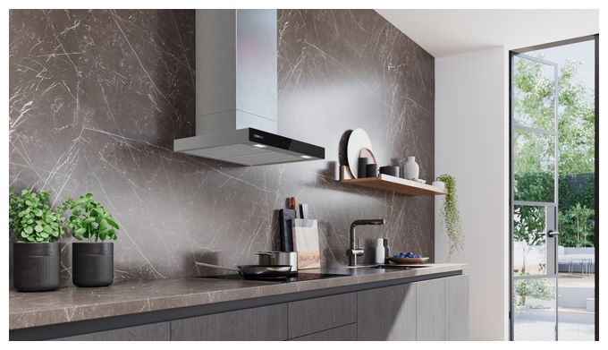 Abluft/Umluft Dunstabzugshaube/Esse Wand 60 cm (Schwarz, Edelstahl) iQ500 LC67BDN30 