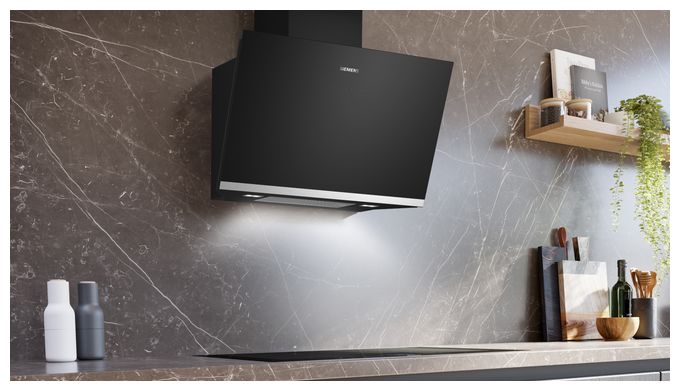 Abluft/Umluft Dunstabzugshaube/Esse Wand 80 cm (Schwarz, Edelstahl) iQ500 LC81KAN60 
