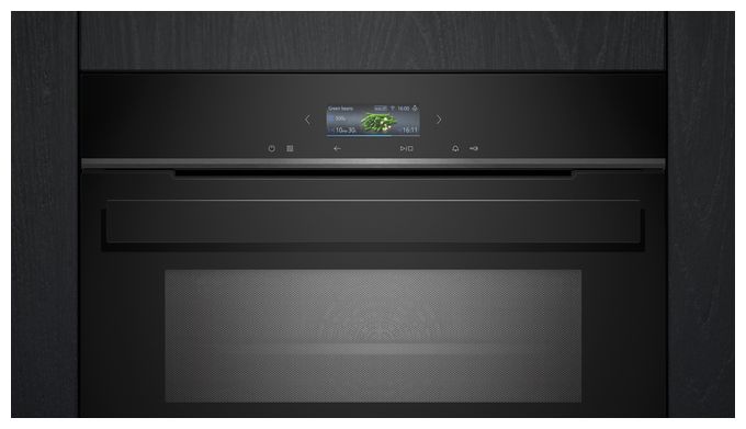 Einbaubackofen kompakt AutoClean Mikrowelle (Schwarz/Edelstahl) iQ700 CM924G1B1 