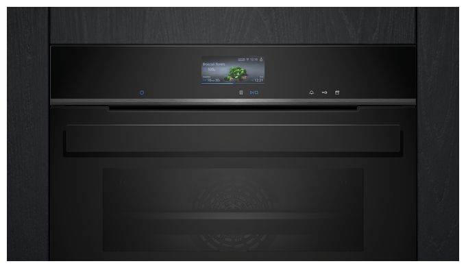 Einbaubackofen kompakt Dampfgaren AutoClean (Schwarz/Edelstahl) iQ700 CS936GCB1 