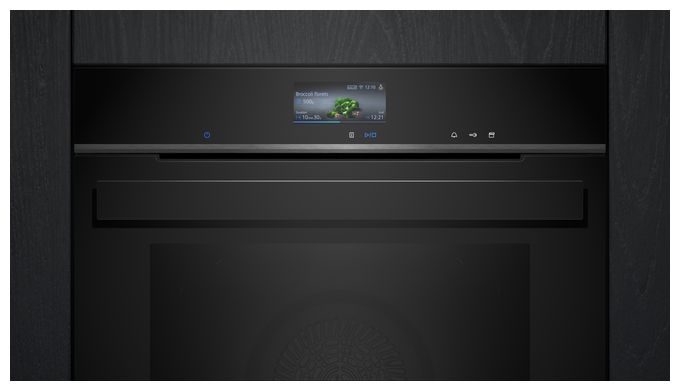 Einbaubackofen groß Dampfgaren AutoClean (Schwarz/Edelstahl) iQ700 HR976GMB1 