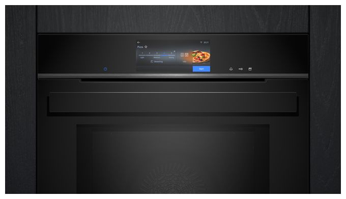 Einbaubackofen groß Dampfgaren AutoClean (Schwarz/Edelstahl) iQ700 HS938GEB1 