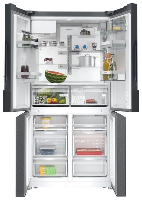 Side-by-Side Kühl-/ Gefrierkombination French Door 375 l / 199 l 327 kWh NoFrost 1830 mm x 905 mm  iQ700 KF96DPXEA (Grau) 