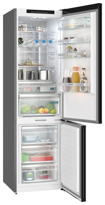 260 l / 103 l Kühl-Gefrierkombi freistehend NoFrost 129 kWh Jahr  iQ700 KG39NSBBF (Schwarz) 