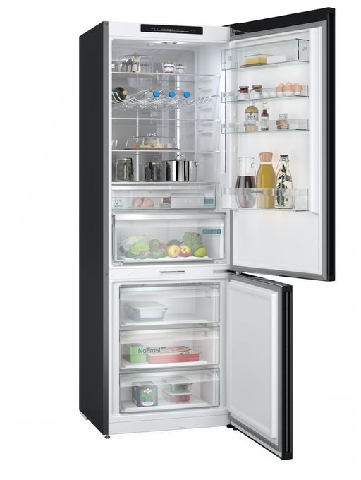 311 l / 129 l Kühl-Gefrierkombi freistehend NoFrost 142 kWh Jahr  iQ700 KG49NSBBF (Schwarz) 