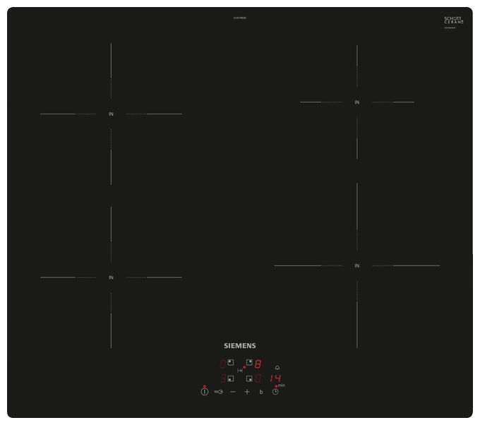 Backofen-Set groß AutoClean mit autarkem 60 cm Induktions Kochfeld PQ100I60 (HB572ABS4 + EU611BEB6E) 