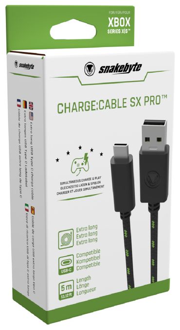 Stecker USB C auf USB A 5 m  Charge:Cable SX Pro (Schwarz, Grün) 