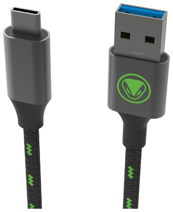Stecker USB C auf USB A 2 m  Charge&Data SX (Schwarz, Grün) 