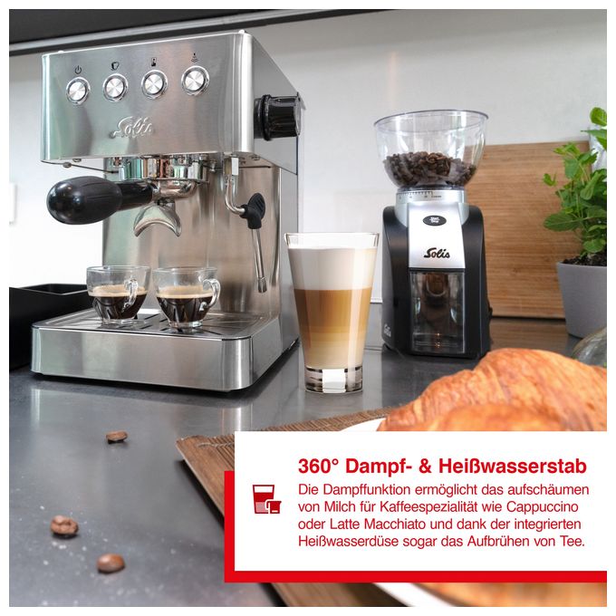 Siebträger Kaffeemaschine 15 bar 1450 W  1014 Barista Gran Gusto (Silber) 