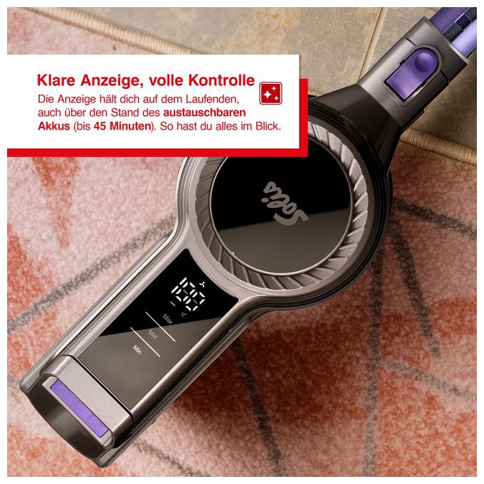 Handstaubsauger Beutellos bis 45 min Laufzeit 25,9 V HEPA  6000 Flexi Vac Cleaner (Schwarz) 