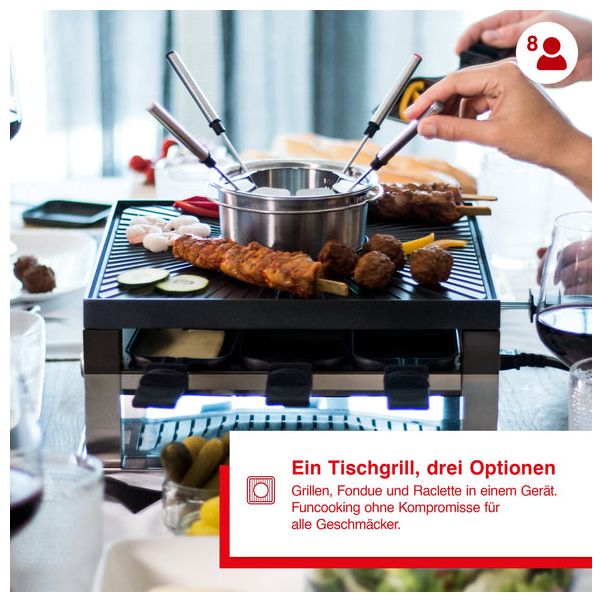 8 Person(en) 1200 W 977.21 Combi Grill 3 in 1 Raclette 