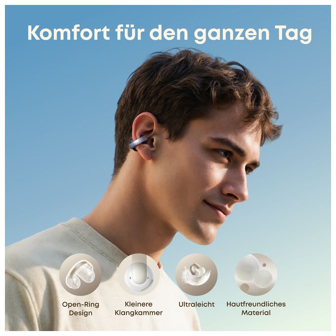 Ohraufliegender Bluetooth Kopfhörer Kabellos TWS 8 h Laufzeit  AeroClip (Blau) 