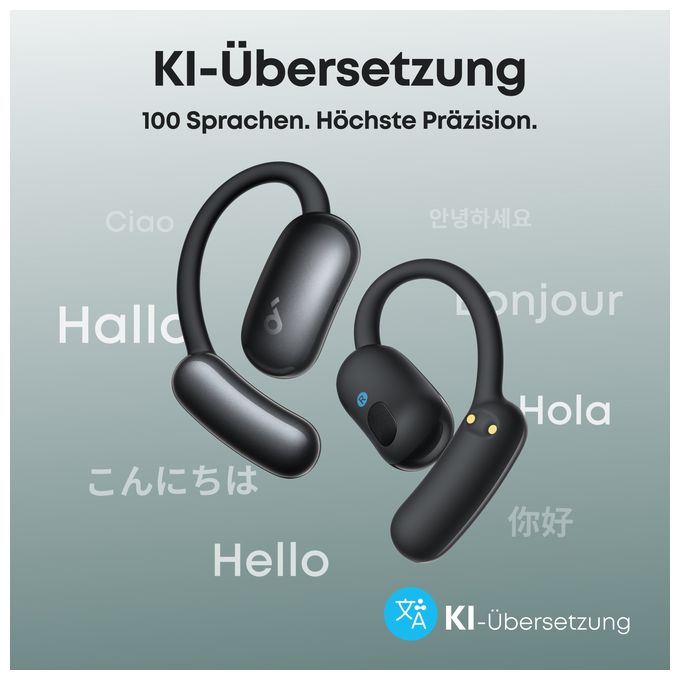 Ohraufliegender Bluetooth Kopfhörer kabellos 10 h Laufzeit IP55 USB Typ-C  Aerofit 2 (Schwarz) 