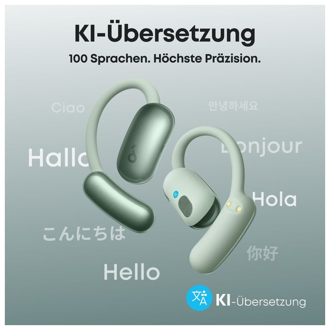 Ohraufliegender Bluetooth Kopfhörer kabellos 10 h Laufzeit IP55 USB Typ-C  Aerofit 2 (Grün) 