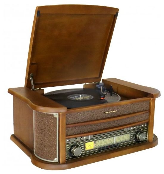  NR560 Nostalgie Stereoanlage mit Plattenspieler (Holz) 