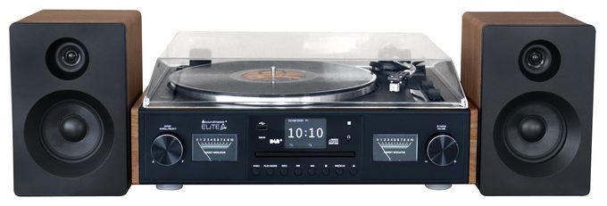 Heim-Audio-Mikrosystem DAB+, FM 12,5 W Bluetooth  PL920 EliteLine Plattenspieler Riemenantrieb (Schwarz, Holz) 