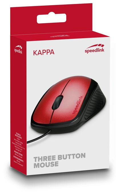 1000 DPI Büro Maus Optisch  Kappa (Schwarz, Rot) 