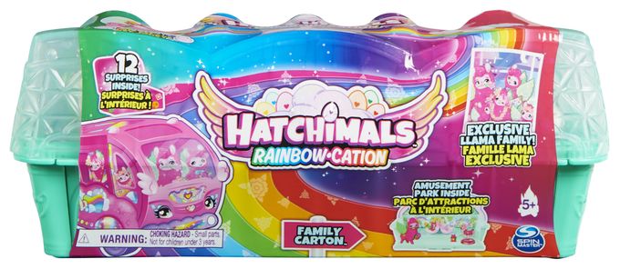 Hatchimals Rainbowcation Eierkarton mit Lama-Familie, Spielset mit 10 CollEGGtibles-Figuren und 2 Zubehörteilen 