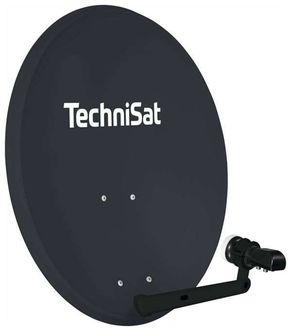 70 cm Stahl Sat-Spiegel  Technitenne 70 Quattro-Switch-LNB digitale Sat Antenne (Schwarz) 