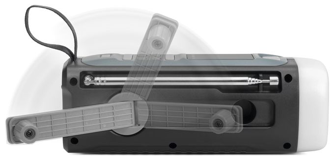Bluetooth FM Radio Tragbar  Viola Kurbelradio – Notfallradio mit Solar und Kurbel (Schwarz) 