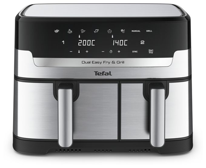 Doppel Heißluftfritteuse 8,3 l 2700 W  EY905D Dual Easy Fry & Grill (Edelstahl) 