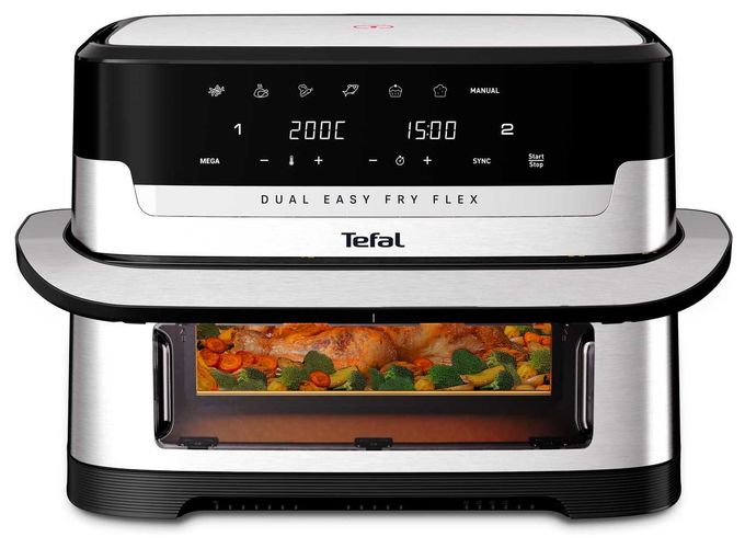 Heißluftfritteuse 9 l  EY922D Dual Easy Fry (Schwarz, Edelstahl) 