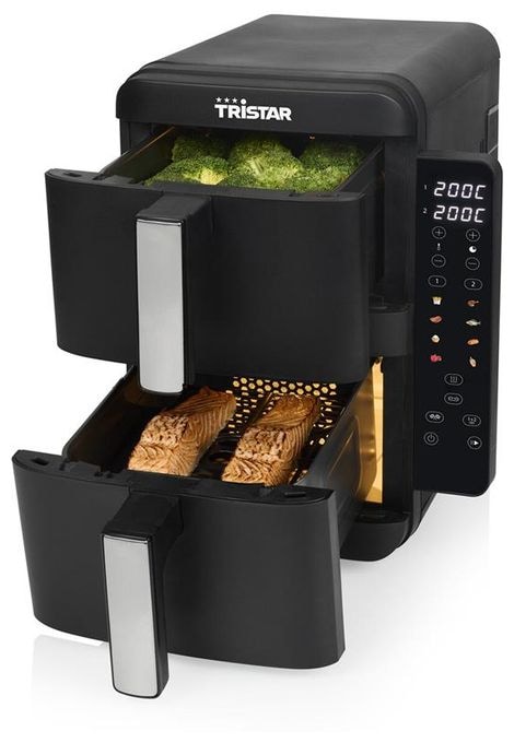 Doppel Heißluftfritteuse 9 l 2400 W  FR-9074 (Schwarz, Grau) 