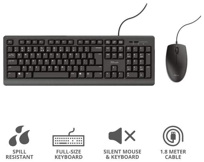 Büro Tastatur USB  Primo (Schwarz) 