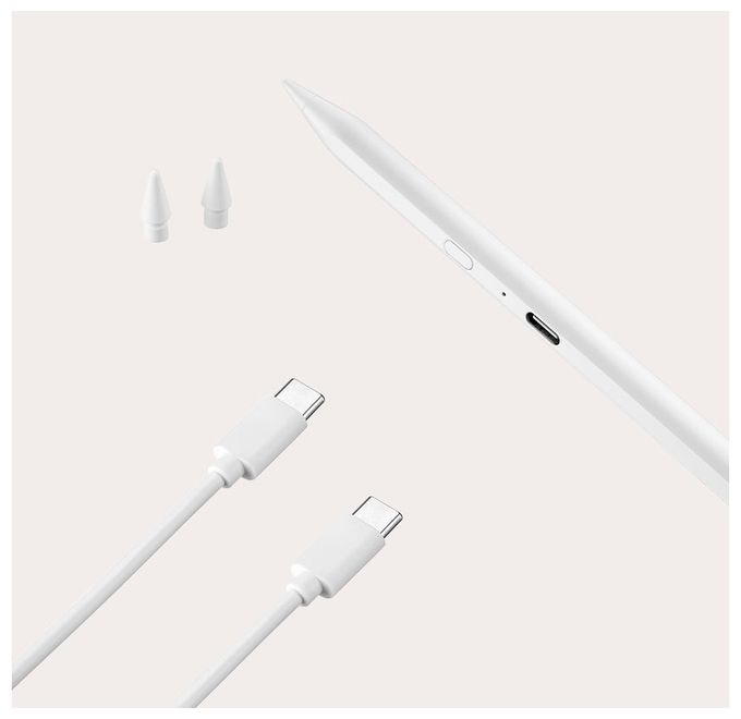 Bluetooth Eingabestift für Apple iPad 7.-10.Gen/Air 10,9 3.-5.Gen/Pro 11 1.-5.Gen/Pro 12,9 3.-6.Gen/mini 5.-7.Gen/Air 11/13 M2/M3/Pro 11/13 M4/iPad (A16) 11 Weiß Pencil 3 